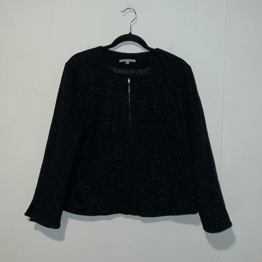 * Gap Women’s Zip Up Wool Blend Long Sleeve Black Jacket With Pockets 1076